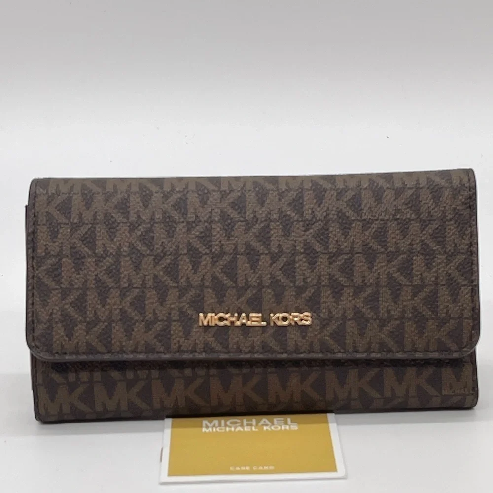 Michael Kors Large Trifold Wallet Brown/Gold